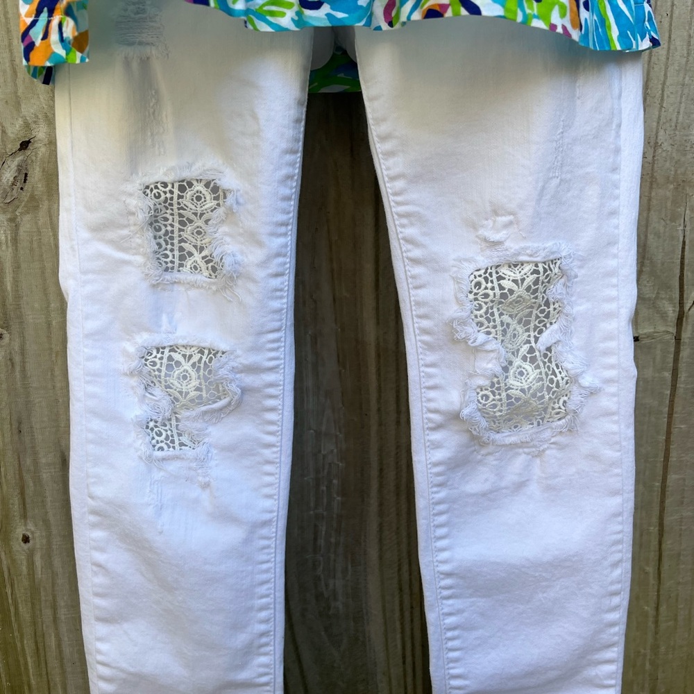 Judy Blue Crisp White Denim Lace Stretch 26 3